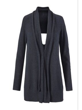 Women's CAbi Victoria Sweater Cardigan Navy Shawl Collar Open Back #3360 Size M